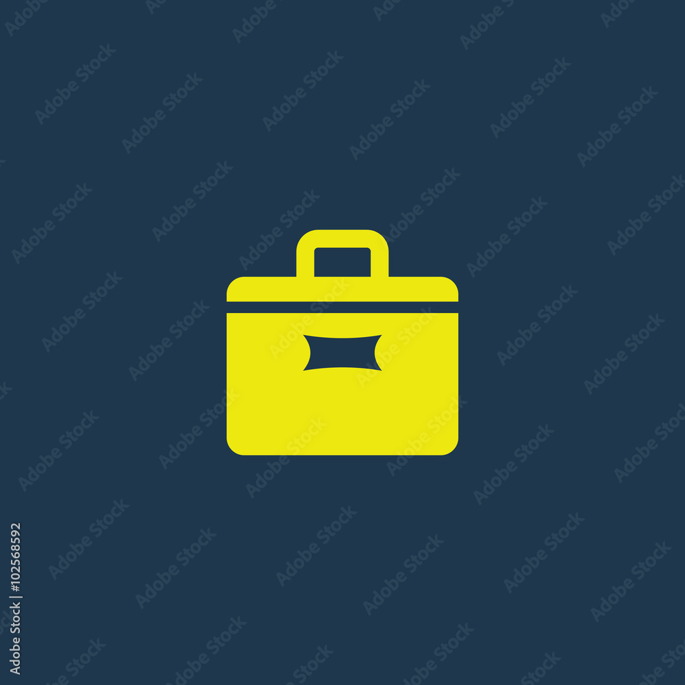 Yellow icon of Suitcase on dark blue background. Eps.10 Yellow icon of Suitcase on dark blue background. Eps.10