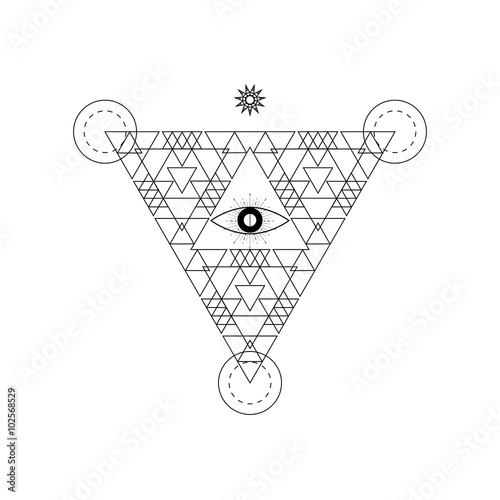 Abstract mystical geometry symbol. Vector linear alchemy, occult and philosophical sign.