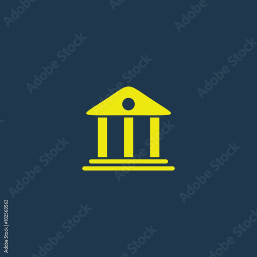 Yellow icon of Bank on dark blue background. Eps.10