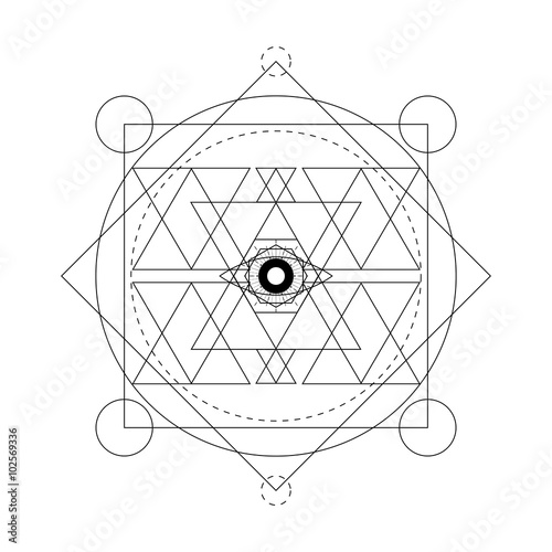 Abstract mystical geometry symbol. Vector linear alchemy, occult and philosophical sign.