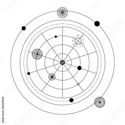 Abstract mystical geometry symbol. Vector linear alchemy, occult and philosophical sign.