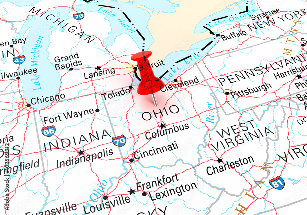 Ohio Map - obrazy, fototapety, plakaty 