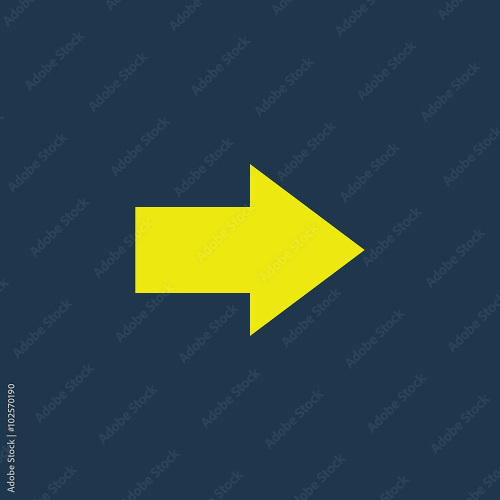 Yellow icon of Right Arrow on dark blue background. Eps.10 Yellow icon of Right Arrow on dark blue background. Eps.10