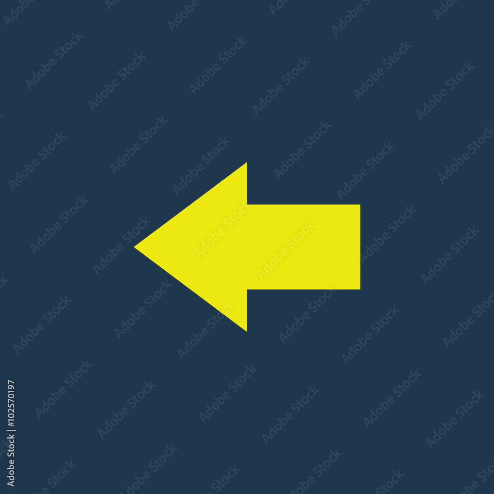 Yellow icon of Left Arrow on dark blue background. Eps.10 Yellow icon of Left Arrow on dark blue background. Eps.10