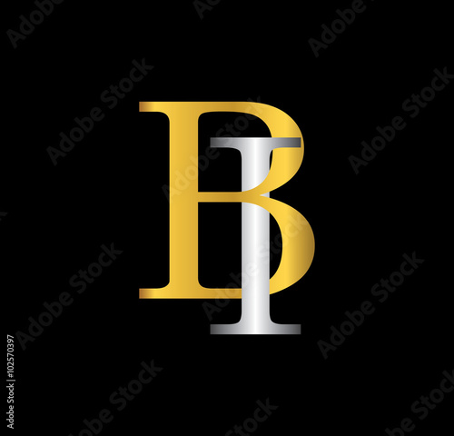 BI initial letter with gold and silver