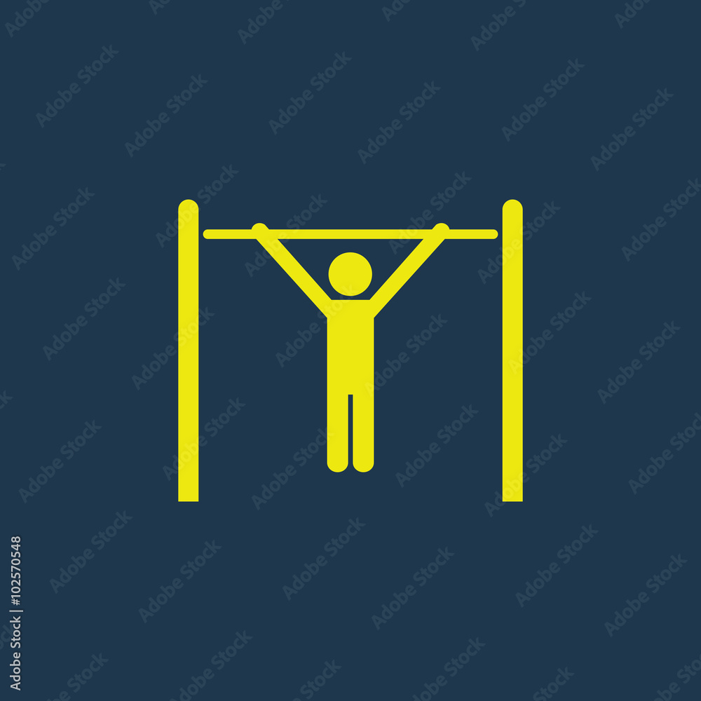 Yellow icon of Athlete on dark blue background. Eps.10 Yellow icon of Athlete on dark blue background. Eps.10