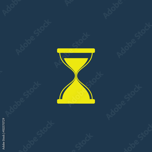 Yellow icon of Hour Glass on dark blue background. Eps.10