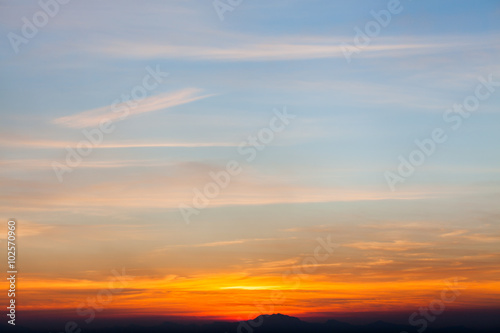 colorful dramatic sky with cloud at sunset