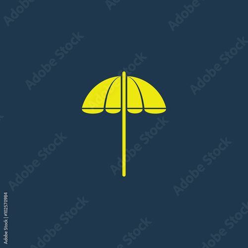Yellow icon of Parasol on dark blue background. Eps.10