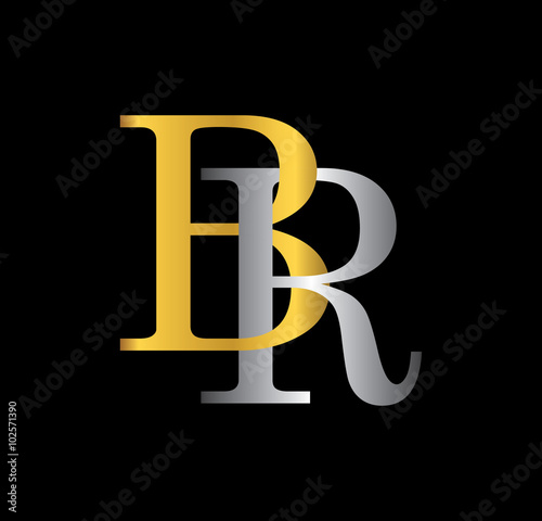 BR initial letter with gold and silver