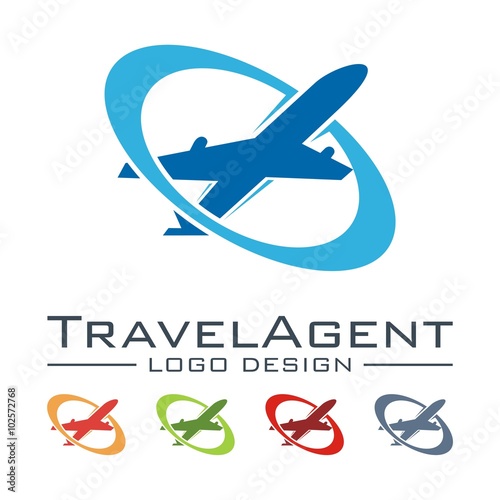 Travel And Tour Logo, Plane, Elips Design Logo Vector 