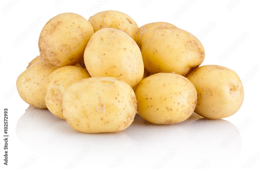 Pile new potato isolated on white background Pile new potato isolated on white background