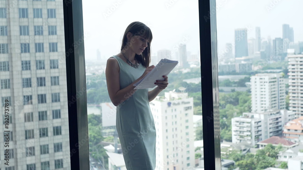 Young businesswoman signing documents standing by window in office
Young businesswoman signing documents standing by window in office