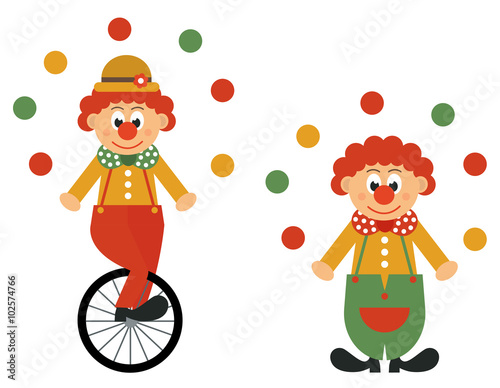 bike and clown and clown with balls set