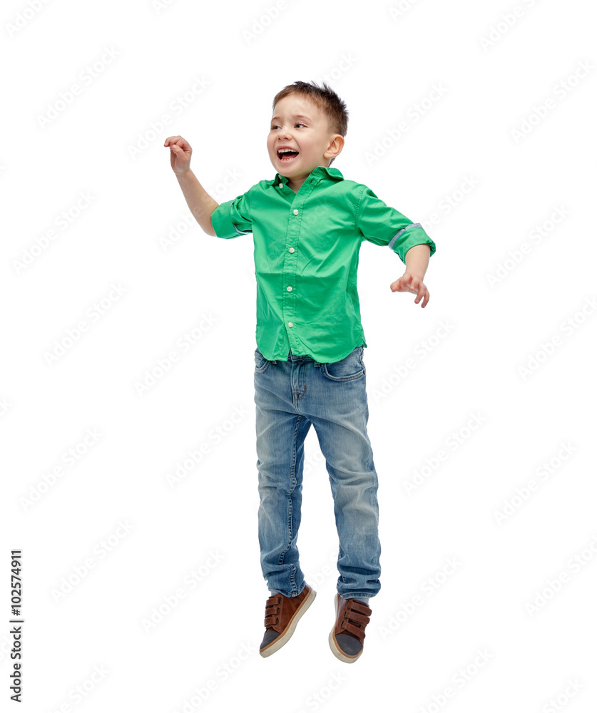 happy little boy jumping in air happy little boy jumping in air