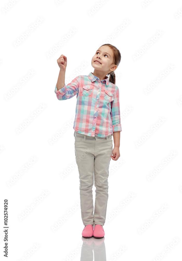 girl looking up and holding something invisible girl looking up and holding something invisible