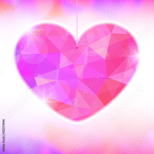 Valentine's Day card with precious heart on light effect background. 