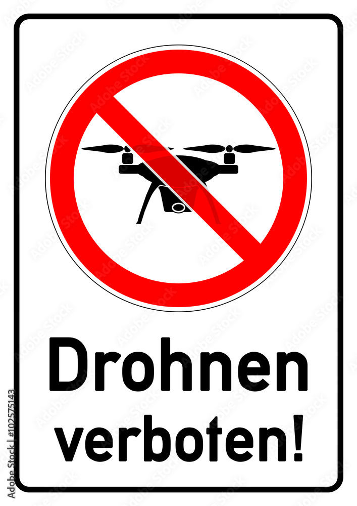 ks40 Kombi-Schild - german: Drohnen / Drone verboten - english: no drone  tone - A2 A3 A4 poster - g4256 Stock Illustration | Adobe Stock
