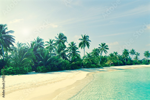Fototapeta Naklejka Na Ścianę i Meble -  Vintage tropical island beach, Maldives