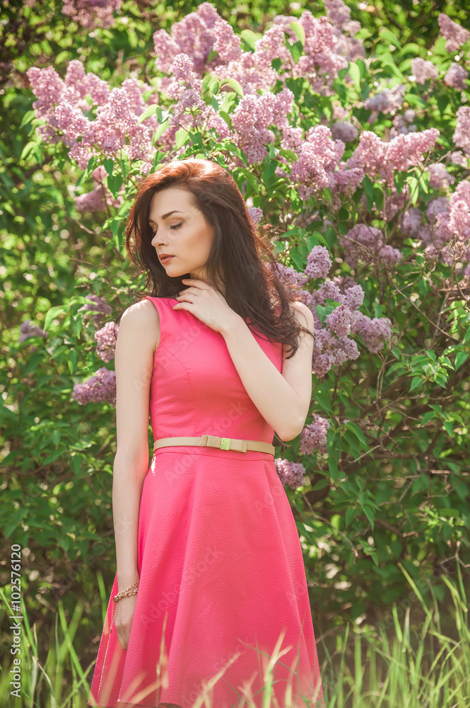 The girl in the lilac flowers The girl in the lilac flowers
