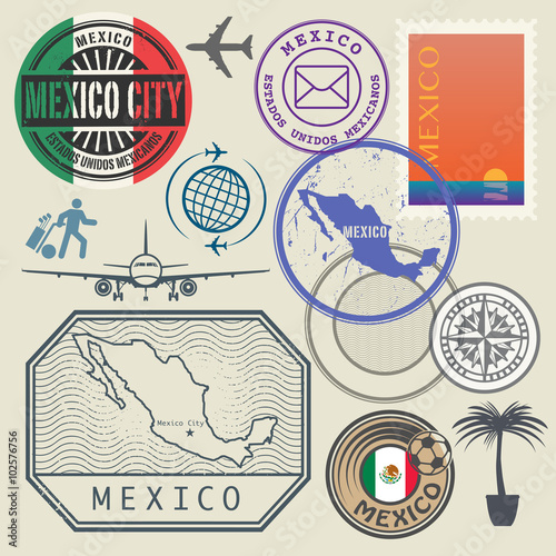 Travel stamps set, Mexico