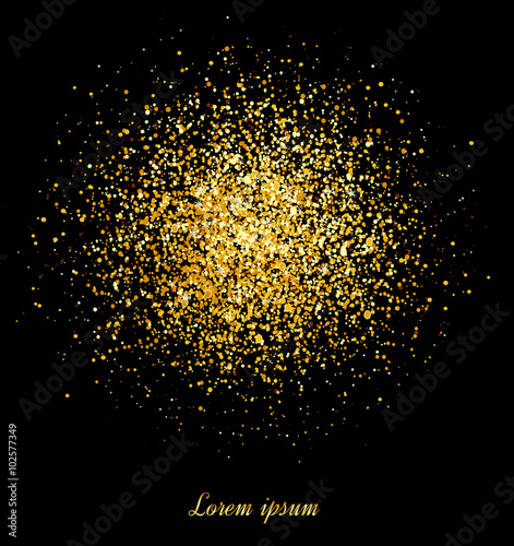 Abstract gold background. Gold background for card. Gold glitter. Gold sparkles on white background.