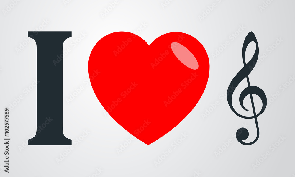 Icono plano i love musica en fondo degradado #1 Icono plano i love musica en fondo degradado #1