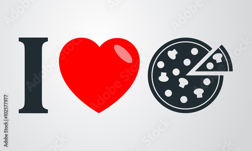 Icono plano i love pizza en fondo degradado