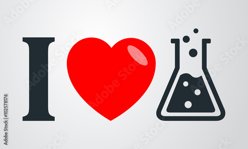 Icono plano i love quimica en fondo degradado