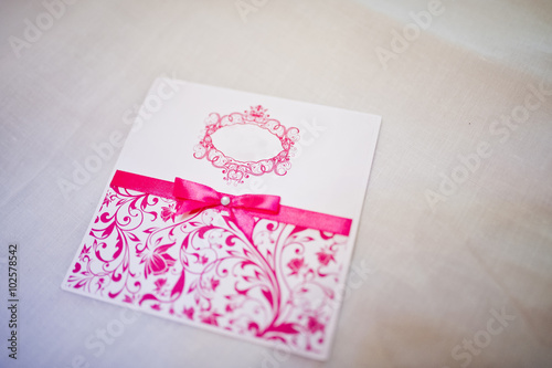 Vintage pink and white wedding card