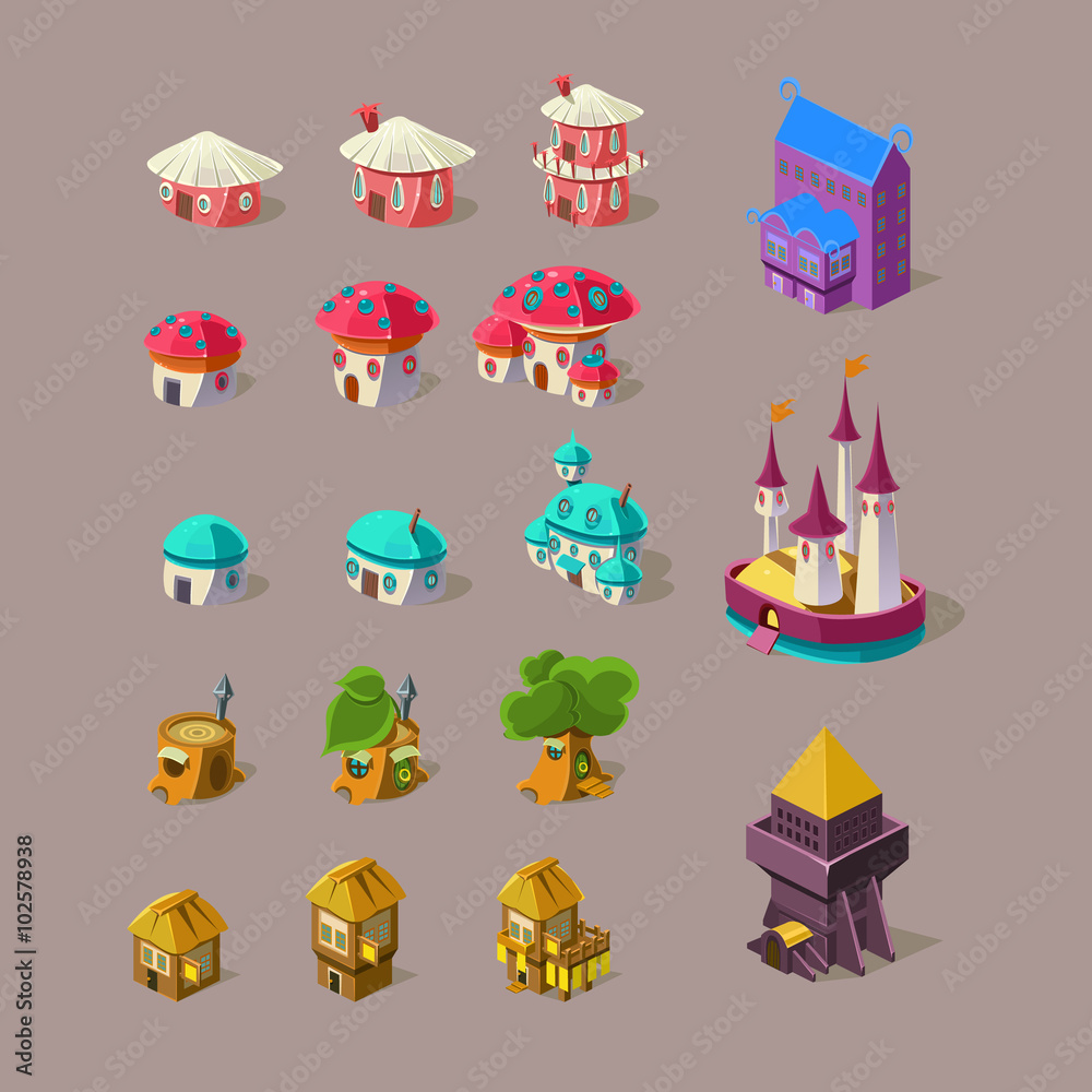 Fairy House and Castle Vector Set Fairy House and Castle Vector Set