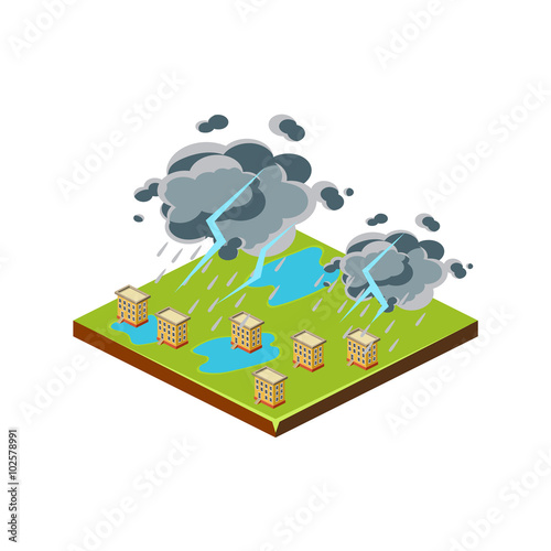 Thunderstorm. Natural Disaster Icon. Vector Illustration