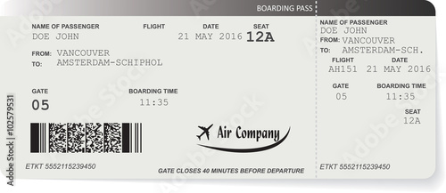 Pattern of airline boarding pass ticket