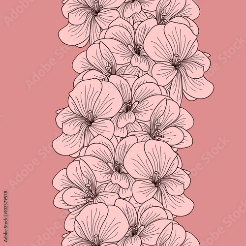 Fototapeta Naklejka Na Ścianę i Meble -  Seamless geranium flowers border