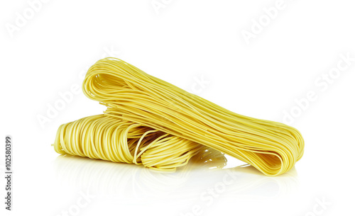 two bunch of dried noodle on white background