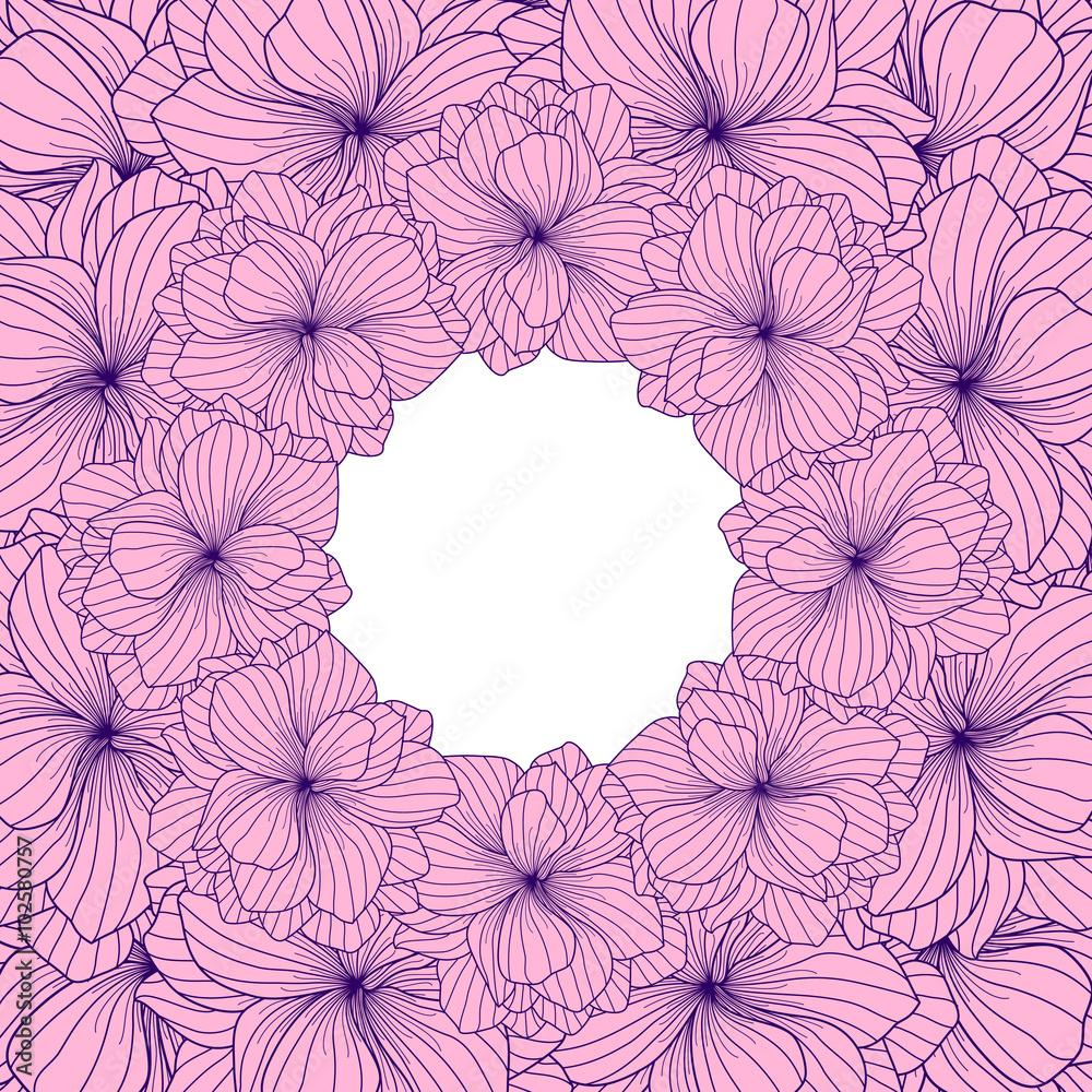 Pink Begonia flowers round frame Pink Begonia flowers round frame