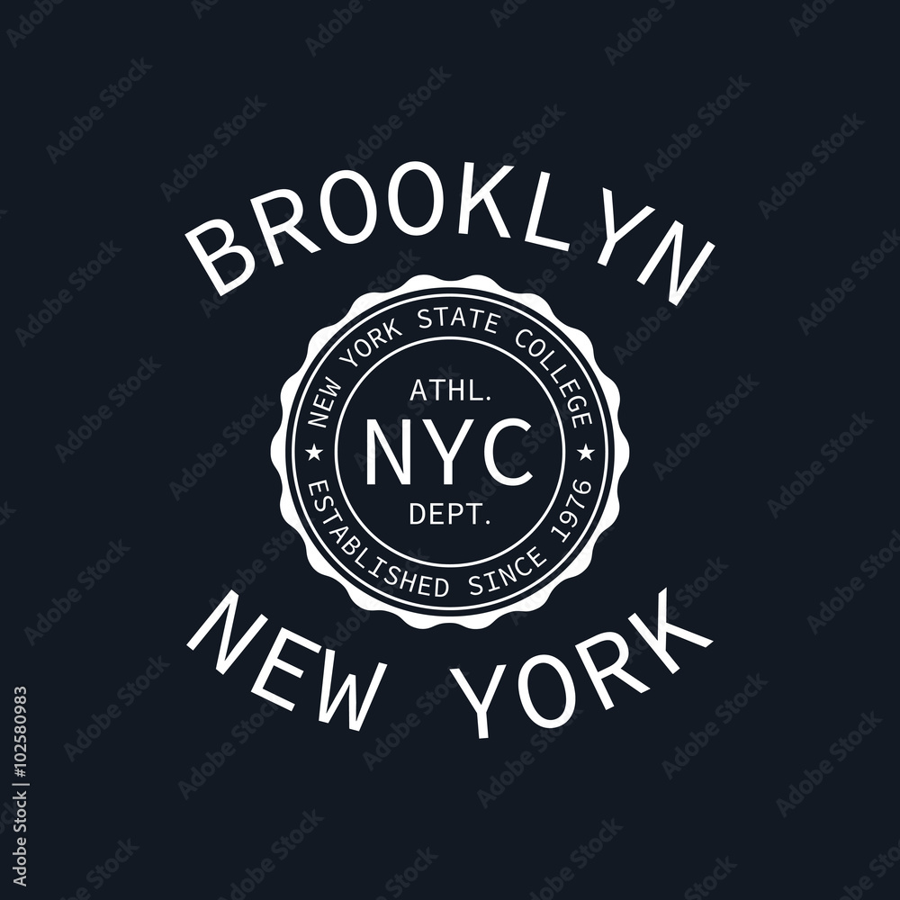 New York college of sport typography. Vector graphics of t-shirts.