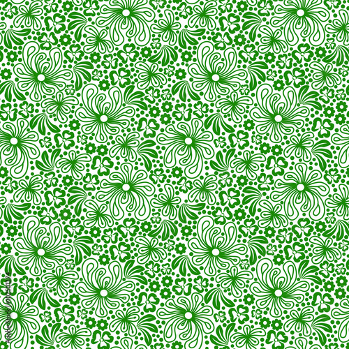 Seamless green pattern on white background