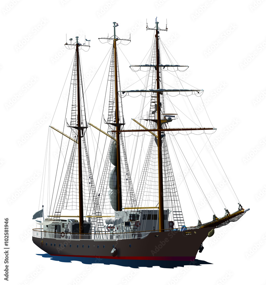 Fototapeta premium 帆船（黒）