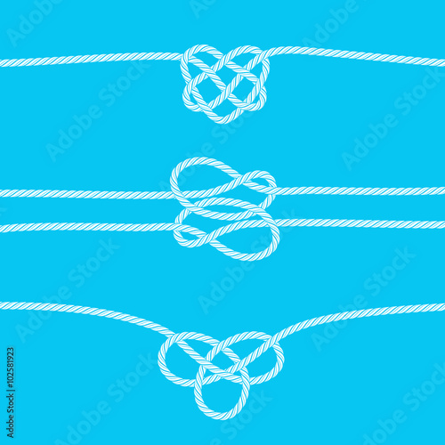 Set of rope borders with decorative knots