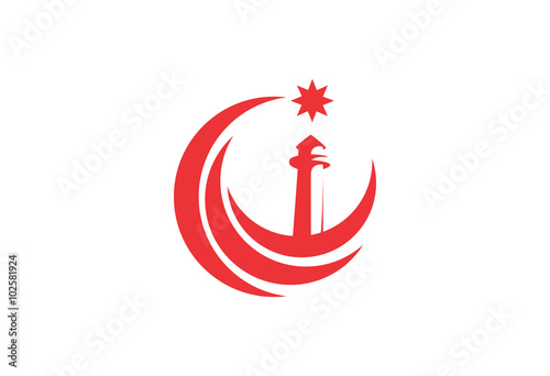 lighthouse lighting with star icon logo