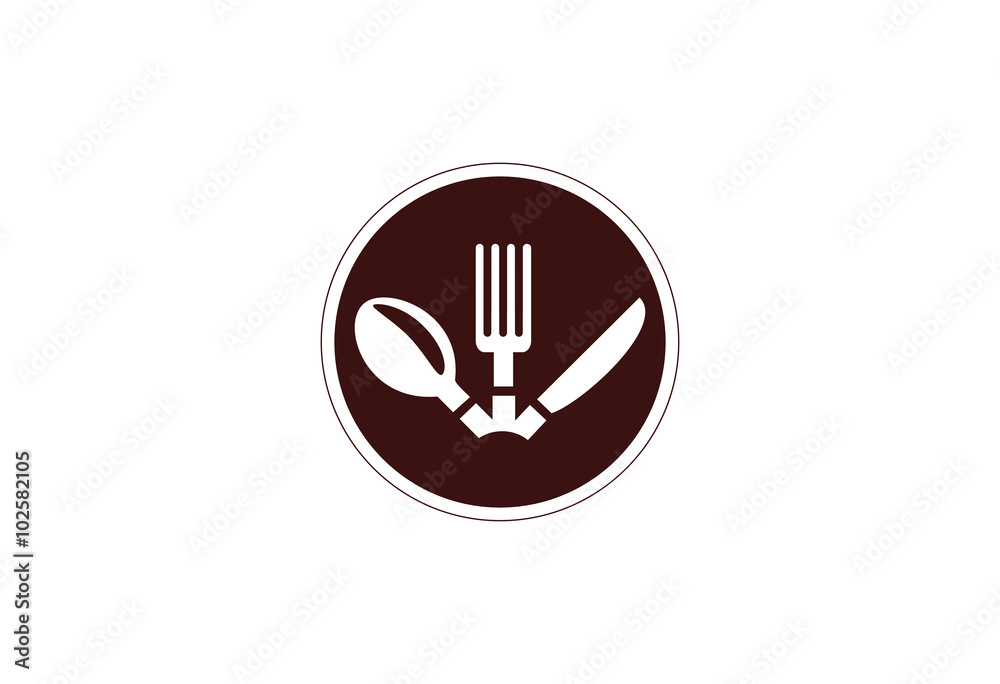 Fototapeta Ikona restauracji z logo łyżki i widelca