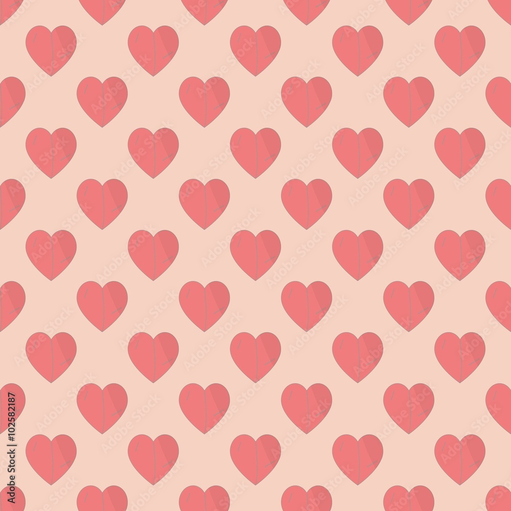 Heart. Heart pattern.Seamless pattern background heart.Plush hearts with stitches. Background Valentine's day