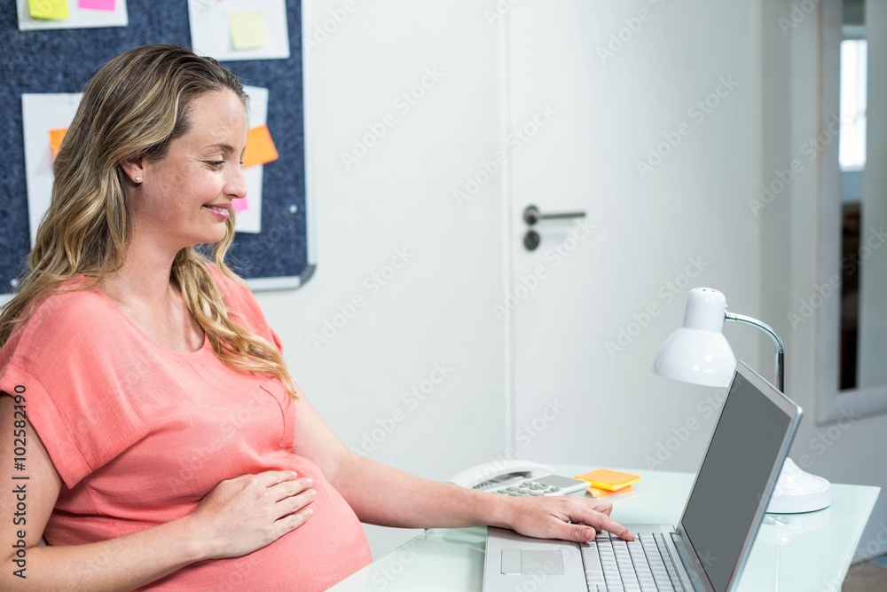 Pregnant woman using laptop Pregnant woman using laptop