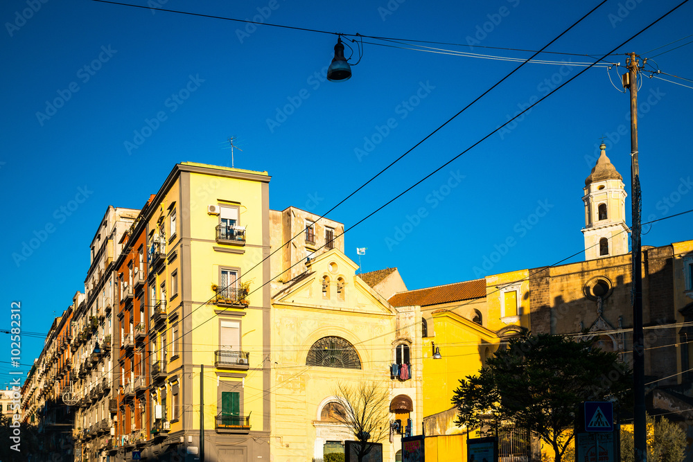 Street view of old town in Naples city, italy