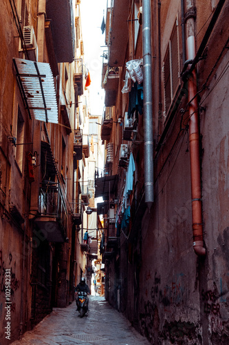 Street view of old town in Naples city  italy