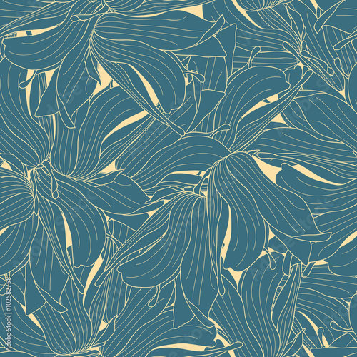 Seamless magnolia flowers pattern