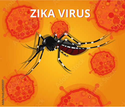 Alert spread outbreak zika virus mosquito aedes aegypti - Illustration