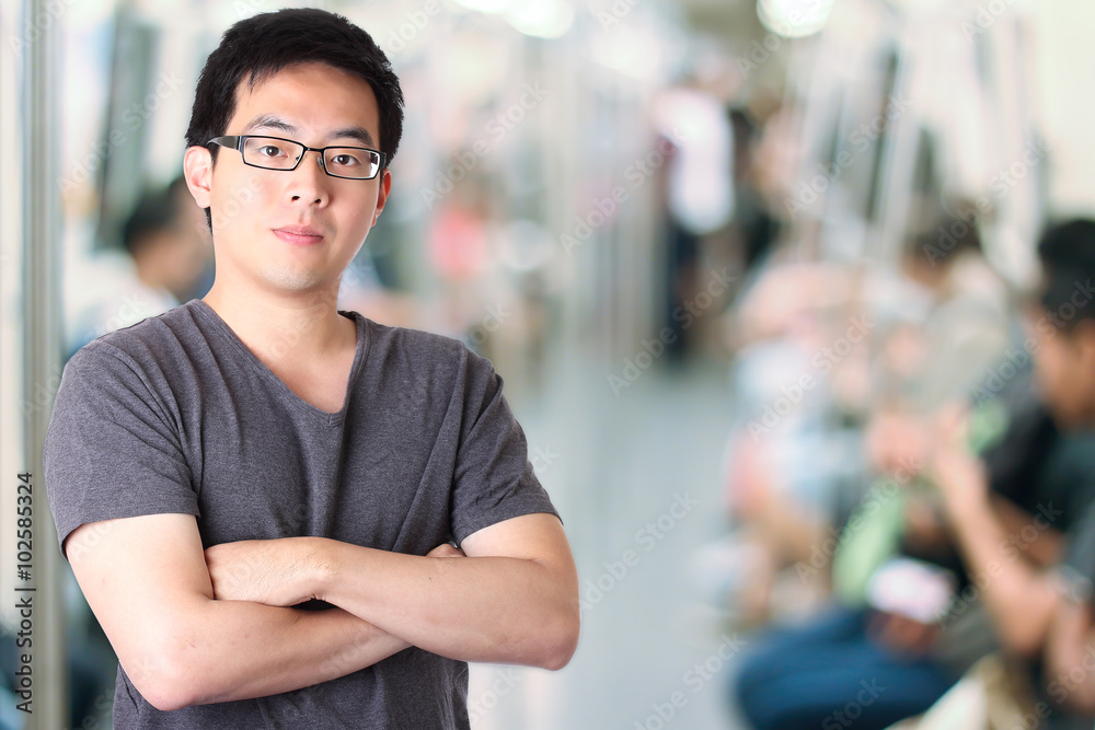 Asian man in subway Asian man in subway