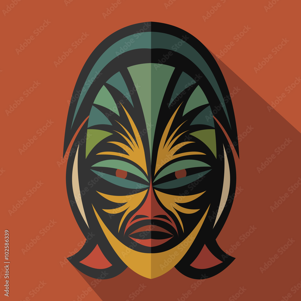African Ethnic Tribal mask in color background